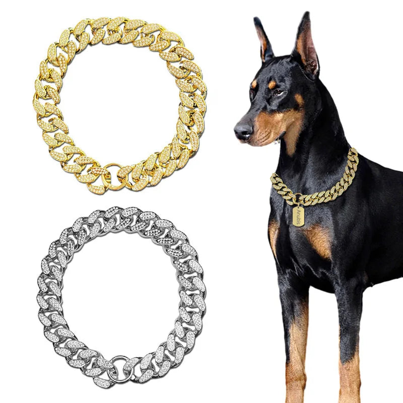 Silver and Gold Dog Collar Chain