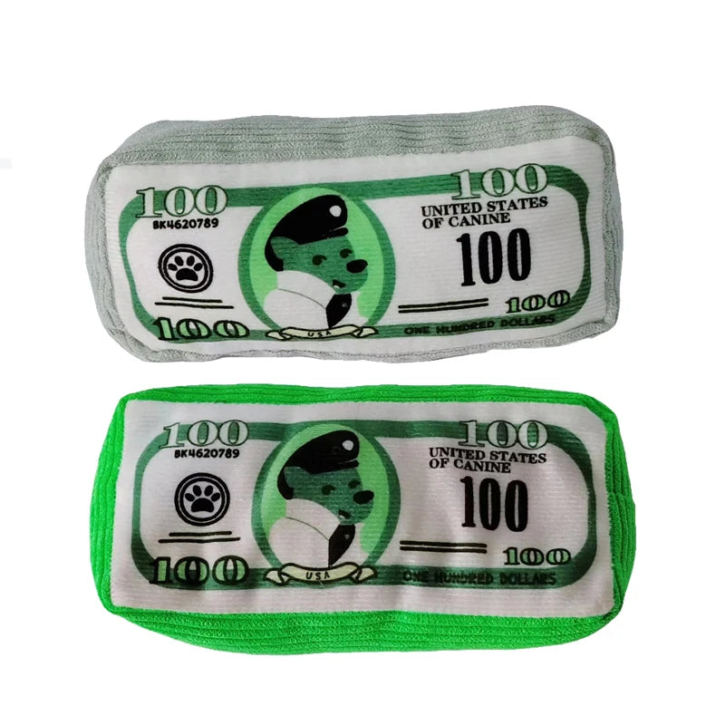 100$ Bill Squeaky Dog Toy